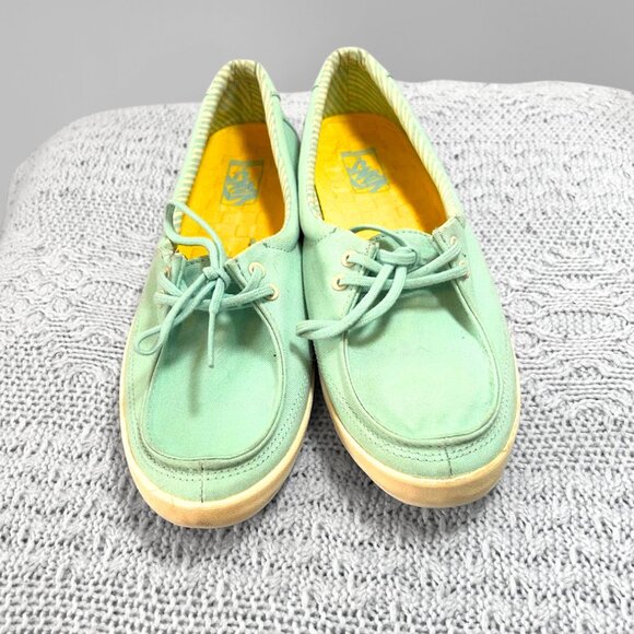 Vans Mint Green Canvas Slip-On Sneakers Size 8.5 - Picture 1 of 4
